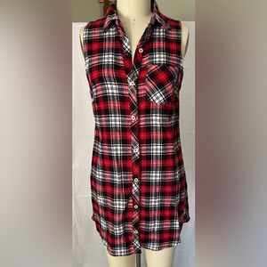 Forever 21. Small. Red plaid flannel button down tank top dress.